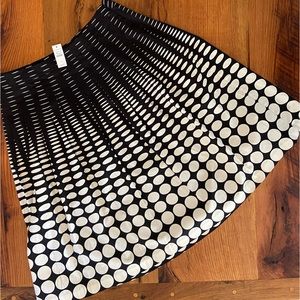 Talbots Classic Lined Ivory & Black Geometric Print Skirt w/ Side Zipper, Sz 10